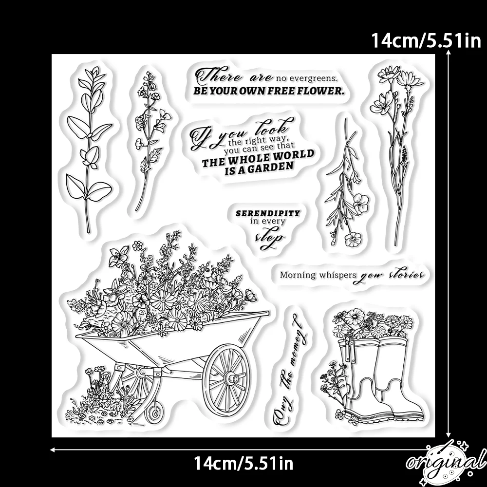 Flowers And Boost Cutting Dies Clear Stamp Set DIY Scrapbooking Metal Dies Silicone Stamp Card Making Crafts Albums Decor