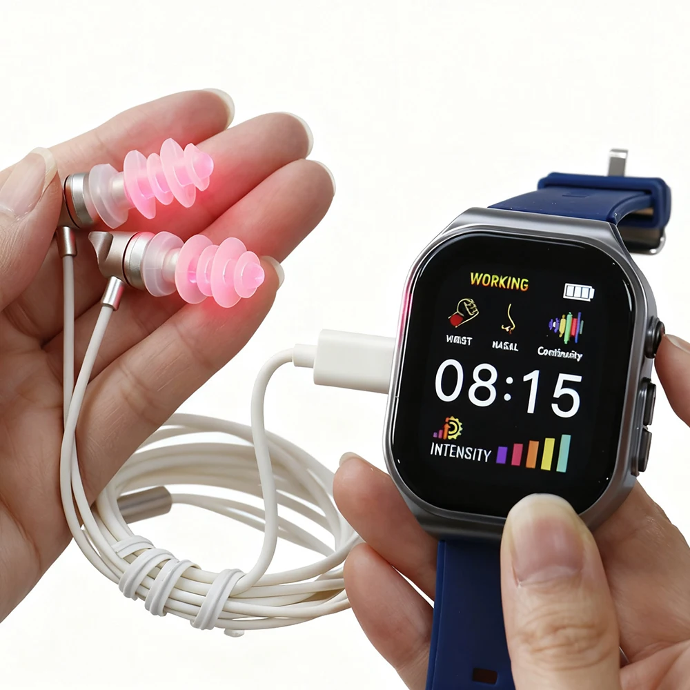 

New Upgrade 16 Holes Red Light Physiotherapy Wrist Apparatus Watch 650nm Tinnitus Rhinitis Therapy Device With Silicone Sleeve