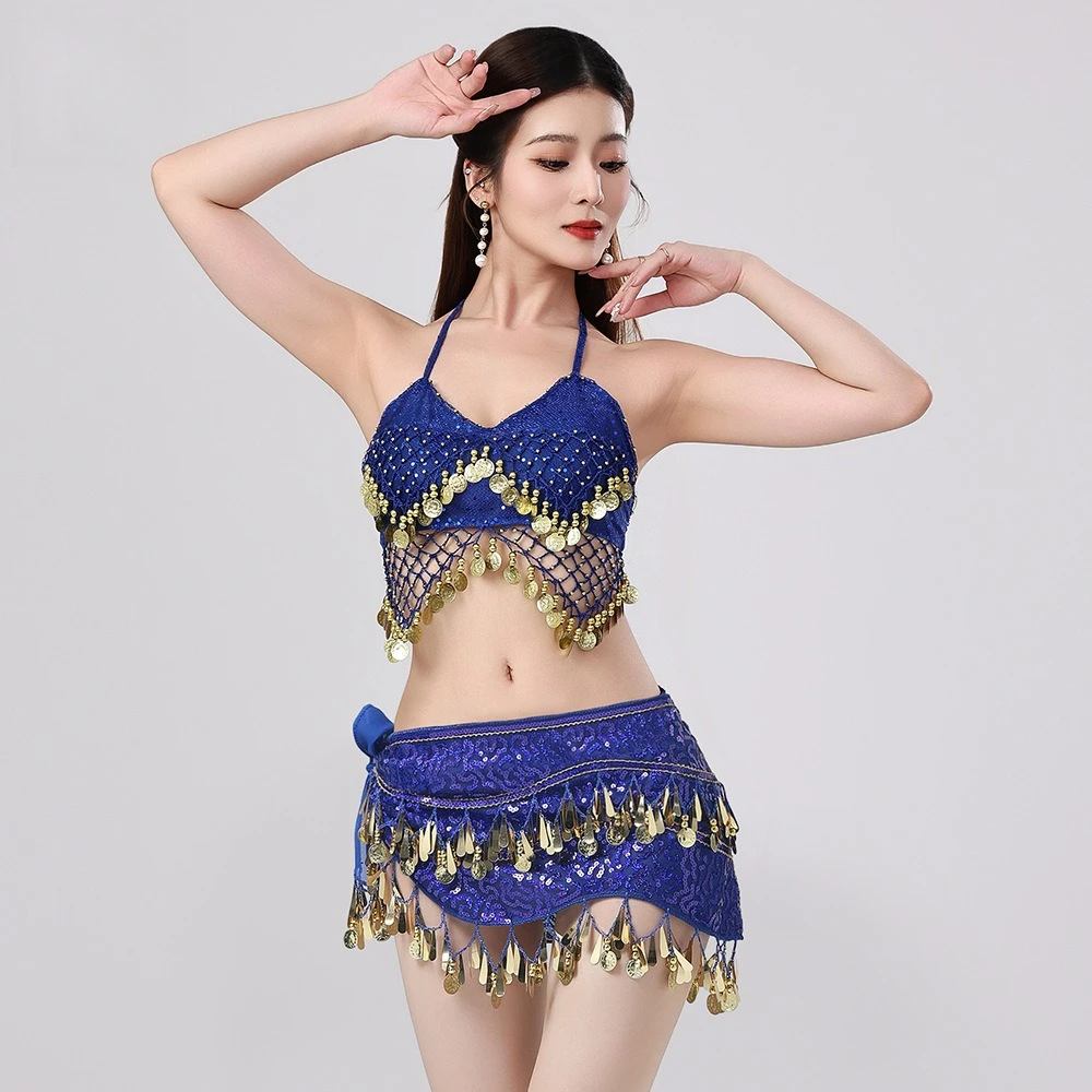 Stroje do tańca brzucha, stroje sceniczne, zestaw spódnicy z frędzlami z biustonoszem, stroje taneczne, stroje na występy