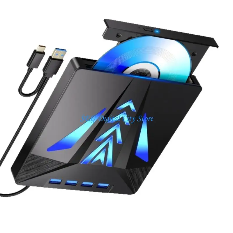 

U75B External Disc Drive with USB3.0 USB2.0 Port Card Slot Portable Disc Disk Drive