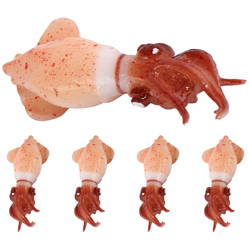 5 PCS Simulation Squid Realistic Figurines Model Figure Food Decoration