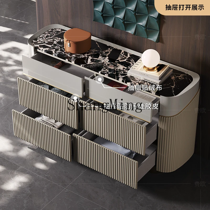 

CL light luxury six-chest chest bucket cabinet marble high-grade paint TV storage porch bedroom bedside cabinet