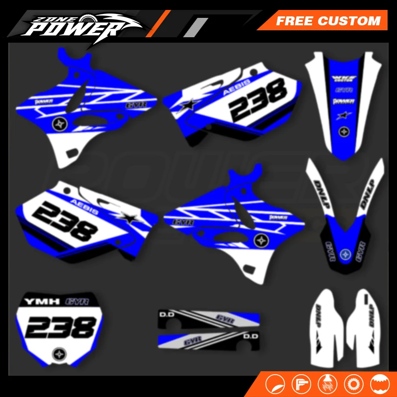 Powerzone For YAMAHA YZ125 YZ250 YZ 125 250 2002-2014 Graphics Decals Stickers Motorcycle Background Custom Number