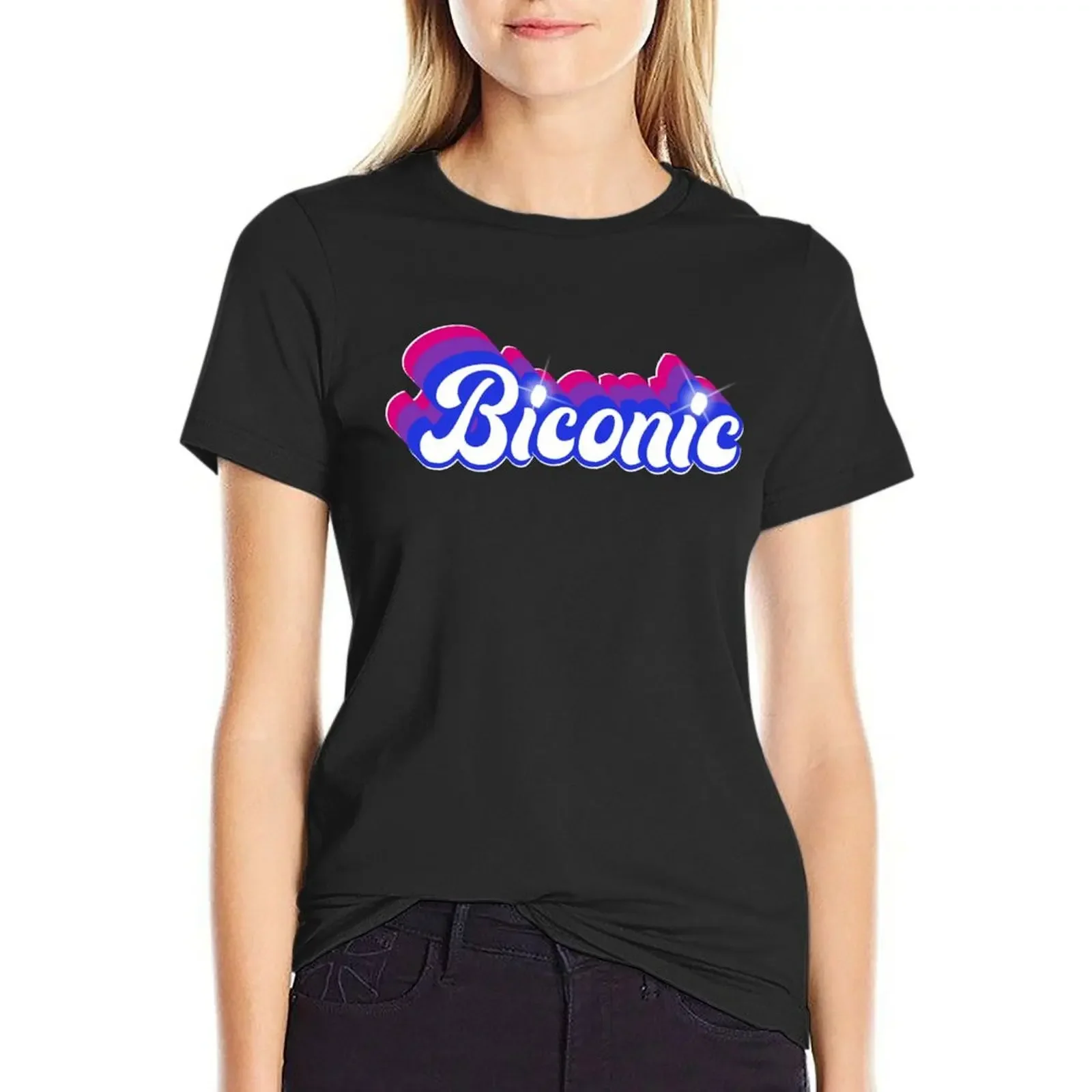 

Biconic Bisexual Pride T-Shirt summer tops shirts graphic tees Short sleeve tee luxury designer clothing Women