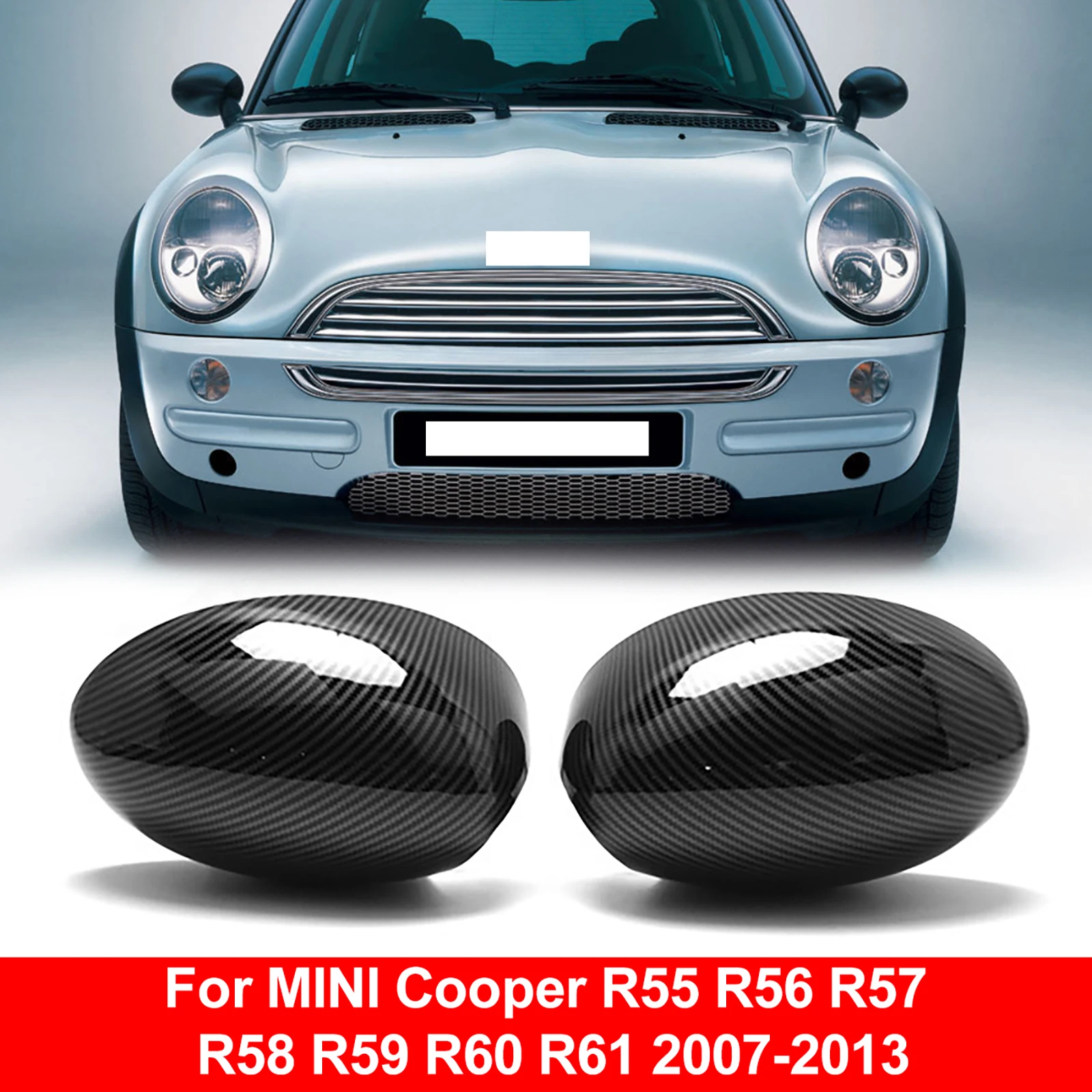 

2Pcs/set Glossy Carbon Fiber Car Manual Folding Door Mirror Cover Fit for BMW Mini R55 R56 R57 R58 R59 R61 2007-2013