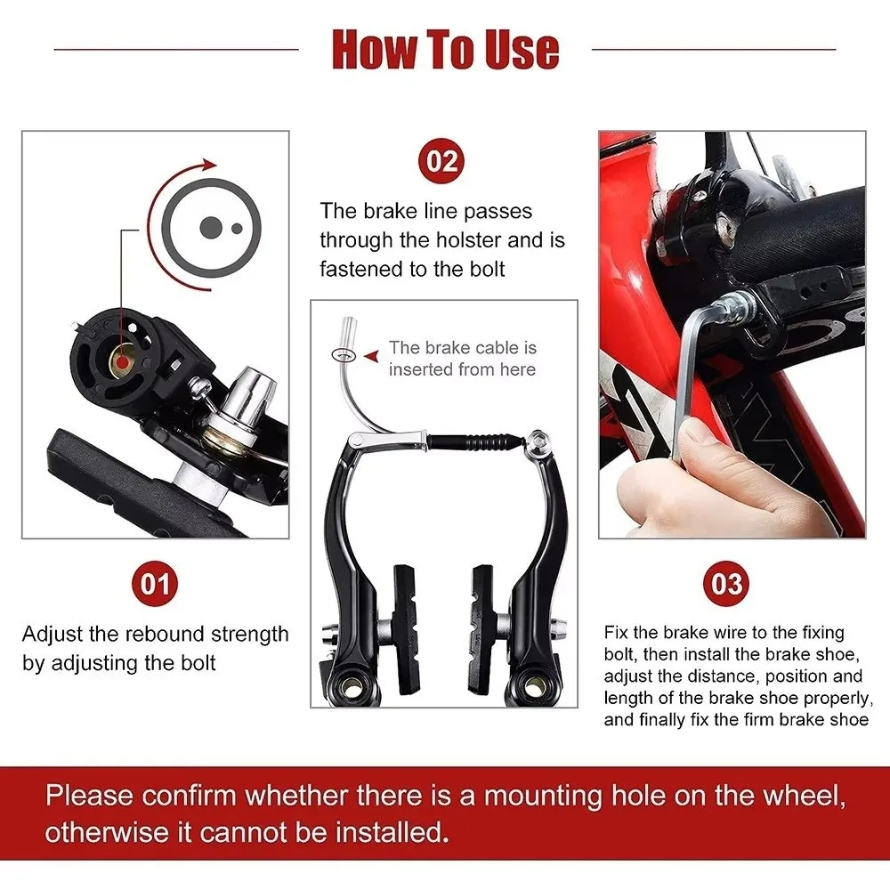 Aluminum Alloy Bike V Brake Caliper 10.5cm Front and Rear Bicycle Brake Calipers Bike Linear Pull V Brakes Mountain Bike