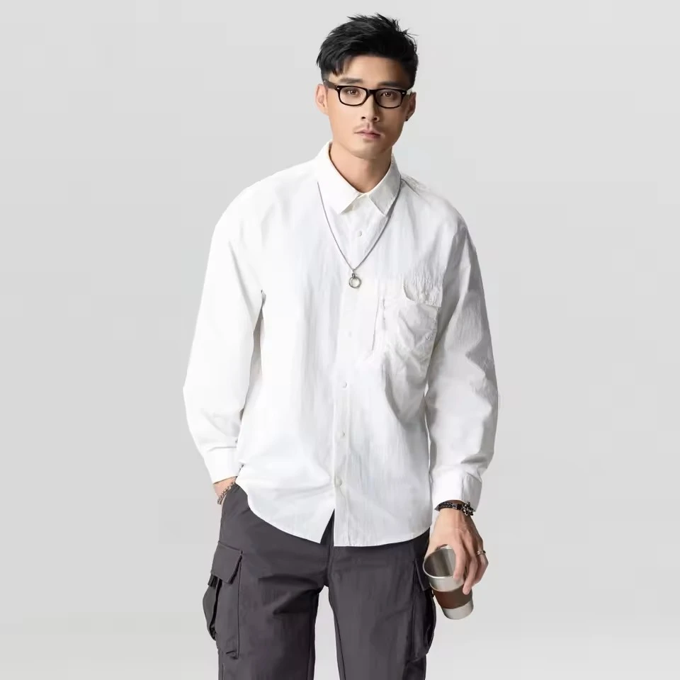 

Men Outdoor Quick Dry Loose Casual Long Sleeve Cargo Shirts Cityboy Streetwear Fashion Techwear Track Shirts Blouses