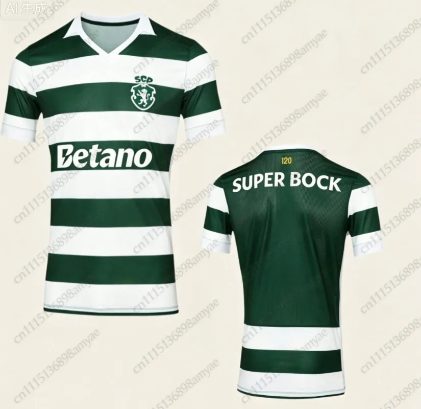 202627 New Sporting CP Home Soccer Jersey Men Kids Short Sleeve Football Shirt Breathable Sports Uniform Adults FamilyMatching