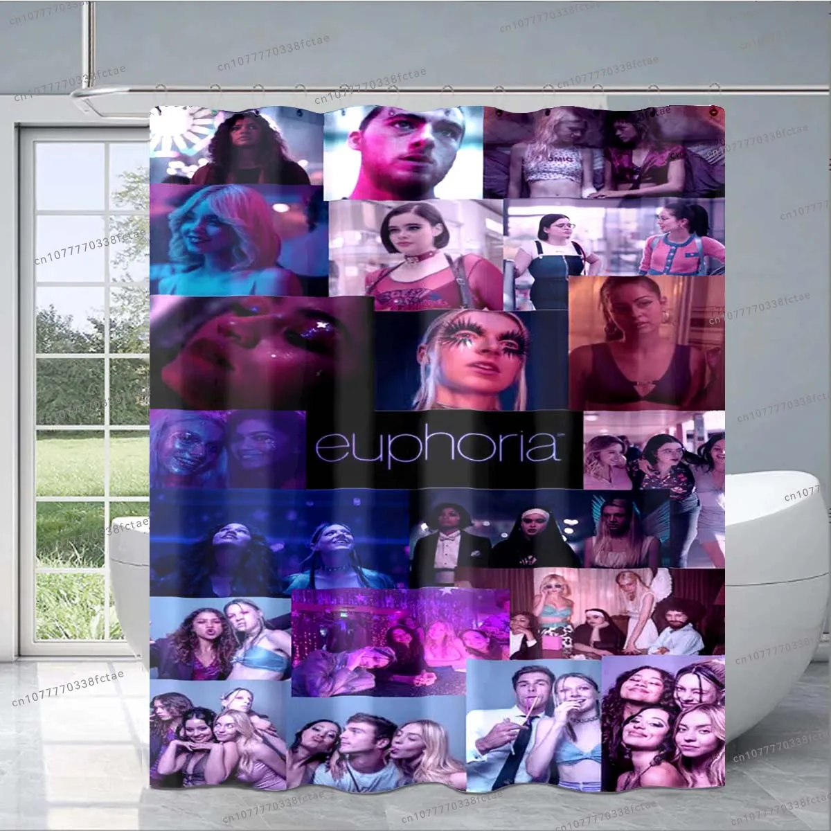 ستارة استحمام بنمط تلفزيون eipporia ، نمط كولاج ، ديكور حمام أرجواني ، هدية للكبار والأطفال