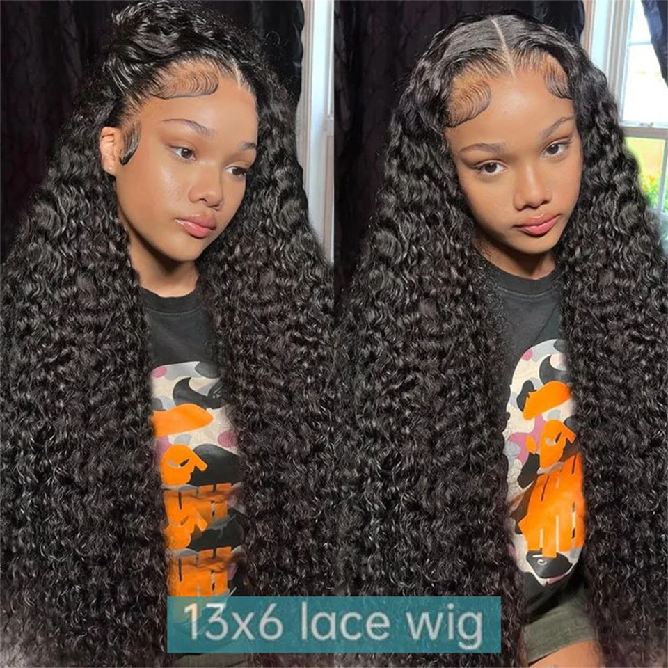 13x6 Hd Lace Front Wigs 100% Human Hair Deep Wave Glueless Wigs Natural Color 30 34 Inch 13x6 Curly Human Hair Wig 200% Density