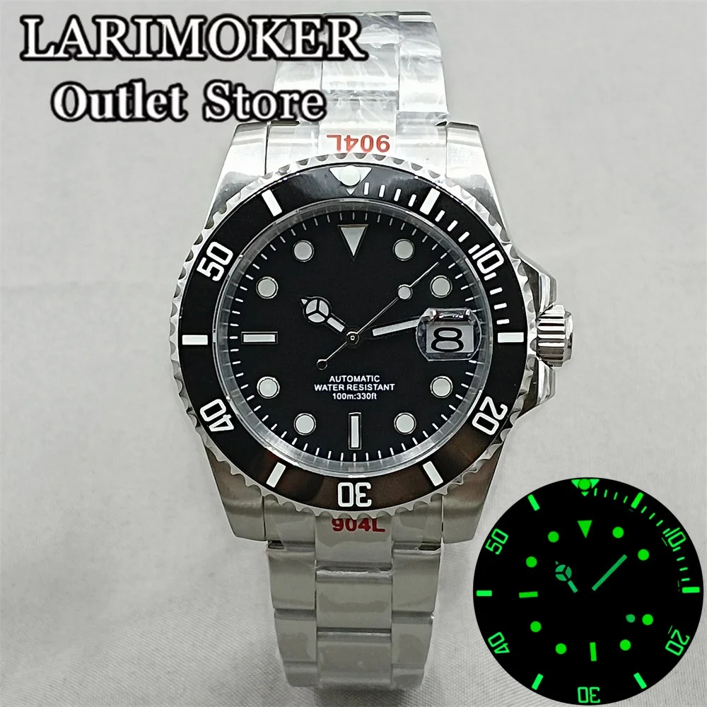 

LARIMOKER 40mm black dial Luminous NH35 Miyota8215 2813 PT5000 Mechanical Men's Watch Sapphire Glass Stainless Steel Strap