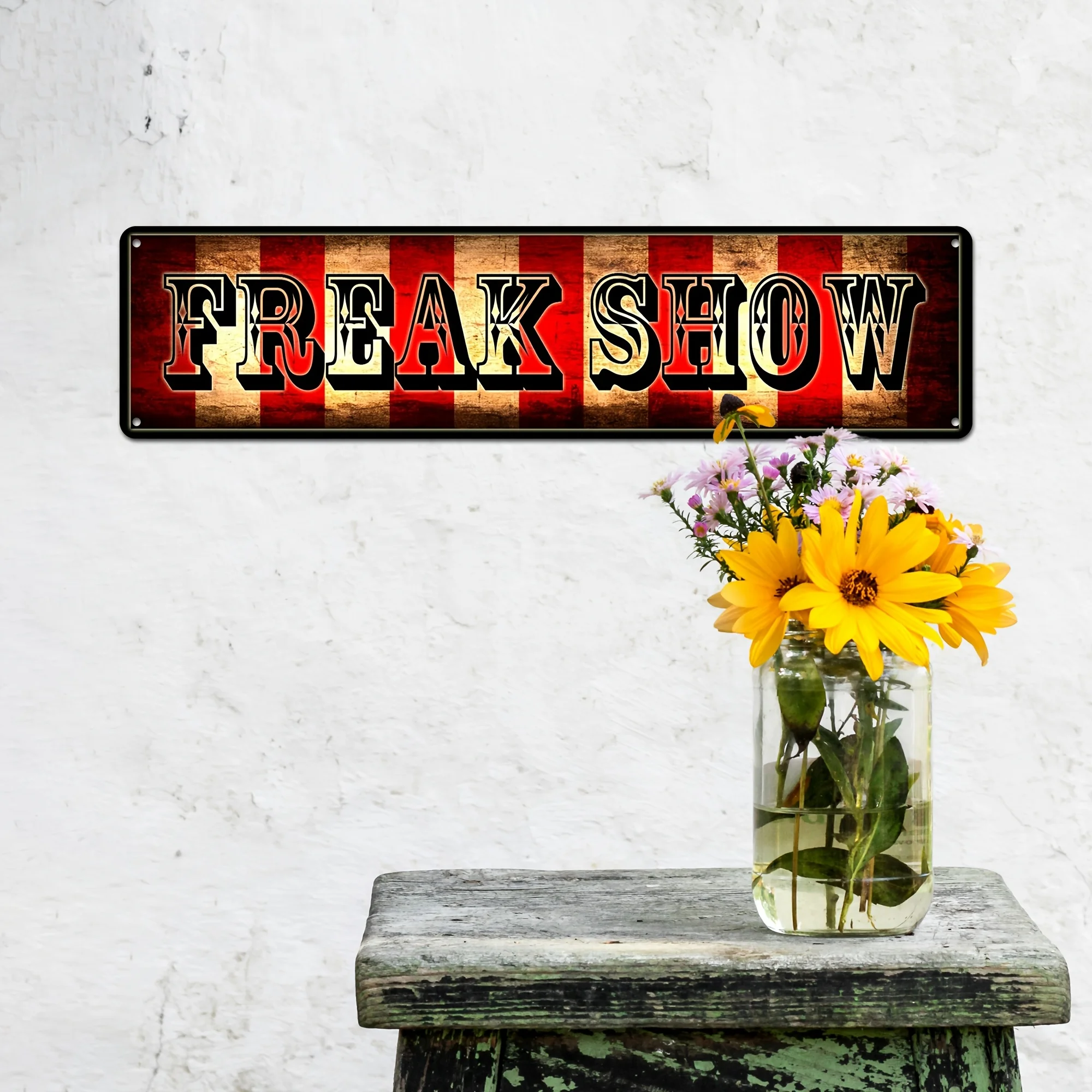 

1 Vintage Circus Theme Iron Metal Sign "Freak Show" | Art Deco Style Wall Hanging, Suitable for Home, Bar, Club, Man Cave Decor