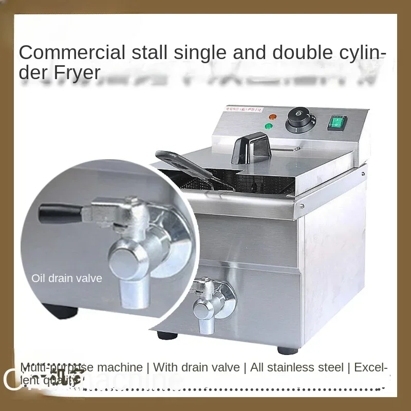 Pan Commercial Stall Electric Fryer Double Cylinder Deep Frying Pan Fried Dough Sticks Machine Chicken