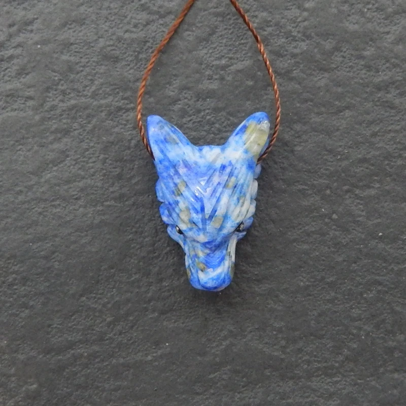 

Натуральный камень лазурит ручной работы кулон с волком из бисера DIY модные ювелирные аксессуары идеальный подарок 21x15x9 мм 3 г