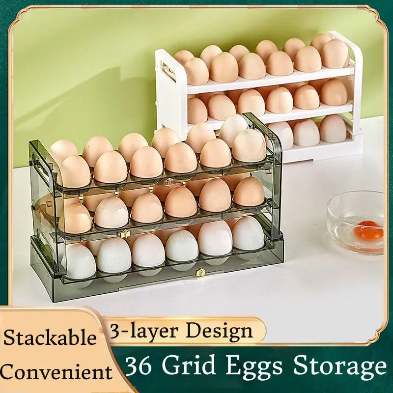 Multi Layer Egg Storage Box Tray Carrier Food Containers Organizer for Refrigerator Household Countertop Cutlery Racks Kitchen