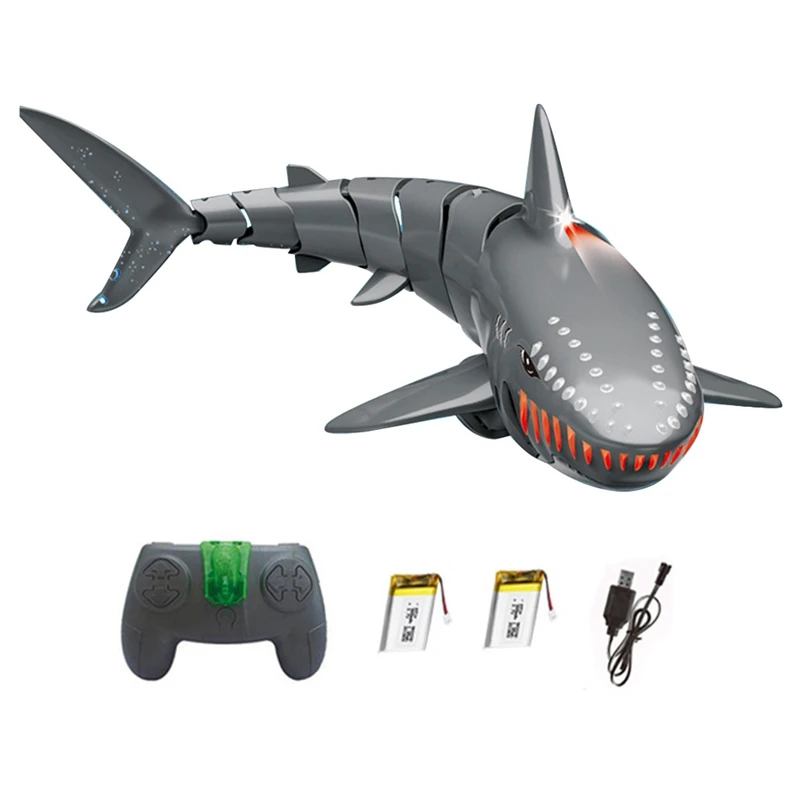 

2.4G RC Shark Toys For Kids, RC Water Toys RC Boat With Lightfor Swimming Pool Water Toys (With 2 Batteries)