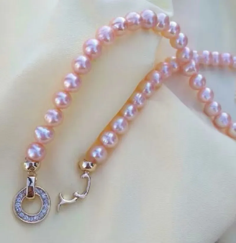 Beautiful Elegant 9-10mm AAA+South Sea Gold Pink Pearl Necklace 18inch Suitable For Any Occasion