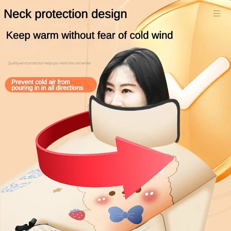 Electric Bicycle Windshield Quilt Winter Plush Thickened Rain-proof Cover Warm Neck Protector Motorcycle Cold-proof Cover