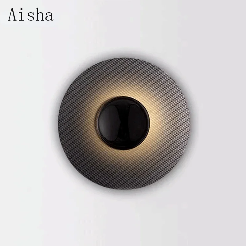 Modern Matte Black Round Wall Light for Bedroom Sconce Background Wall Decoration Creative Dining Room Bedside Indoor Light