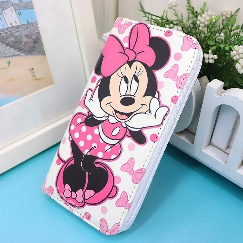 Disney Women's Purse PU Cartoon Long Wallet Mickey Mouse Frozen Elsa Print Zipper Coin Purse Girls ID Holder Christmas Gift