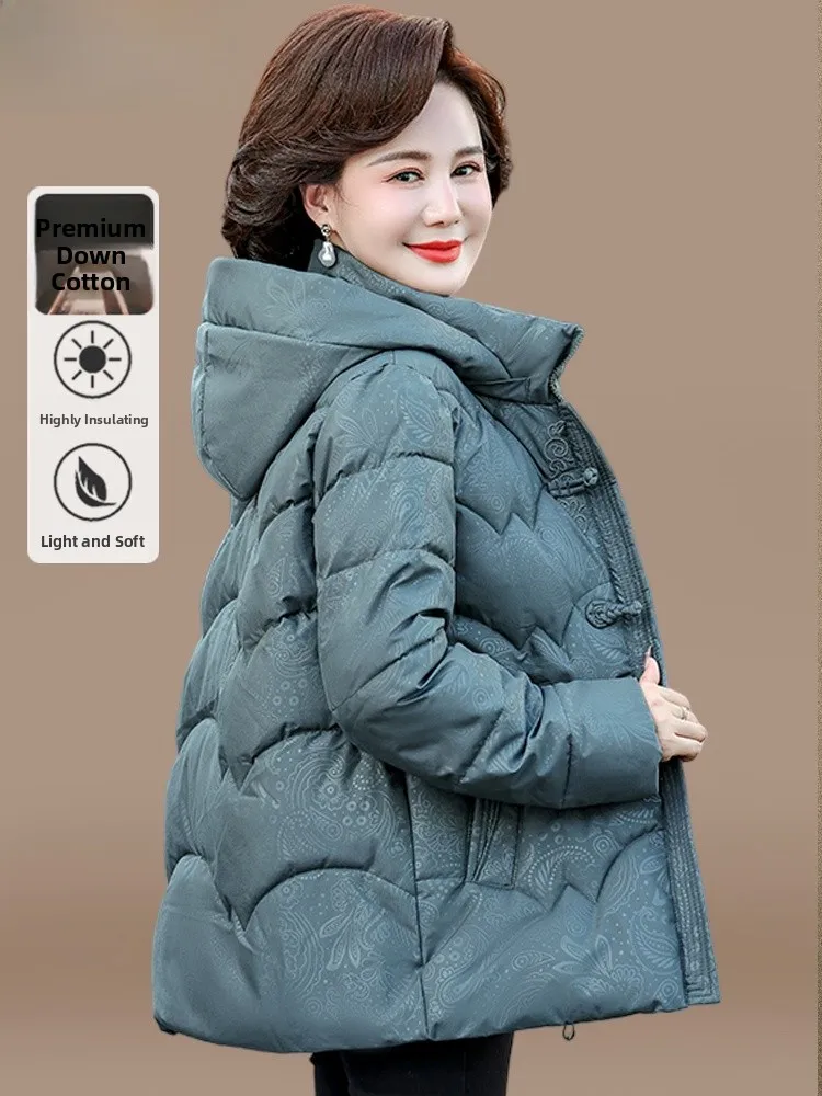 

Осенне-зимняя хлопковая куртка женская, модная, свободного кроя, из смесового полиэстера, с капюшоном, на молнии, цельная, с цветочным узором