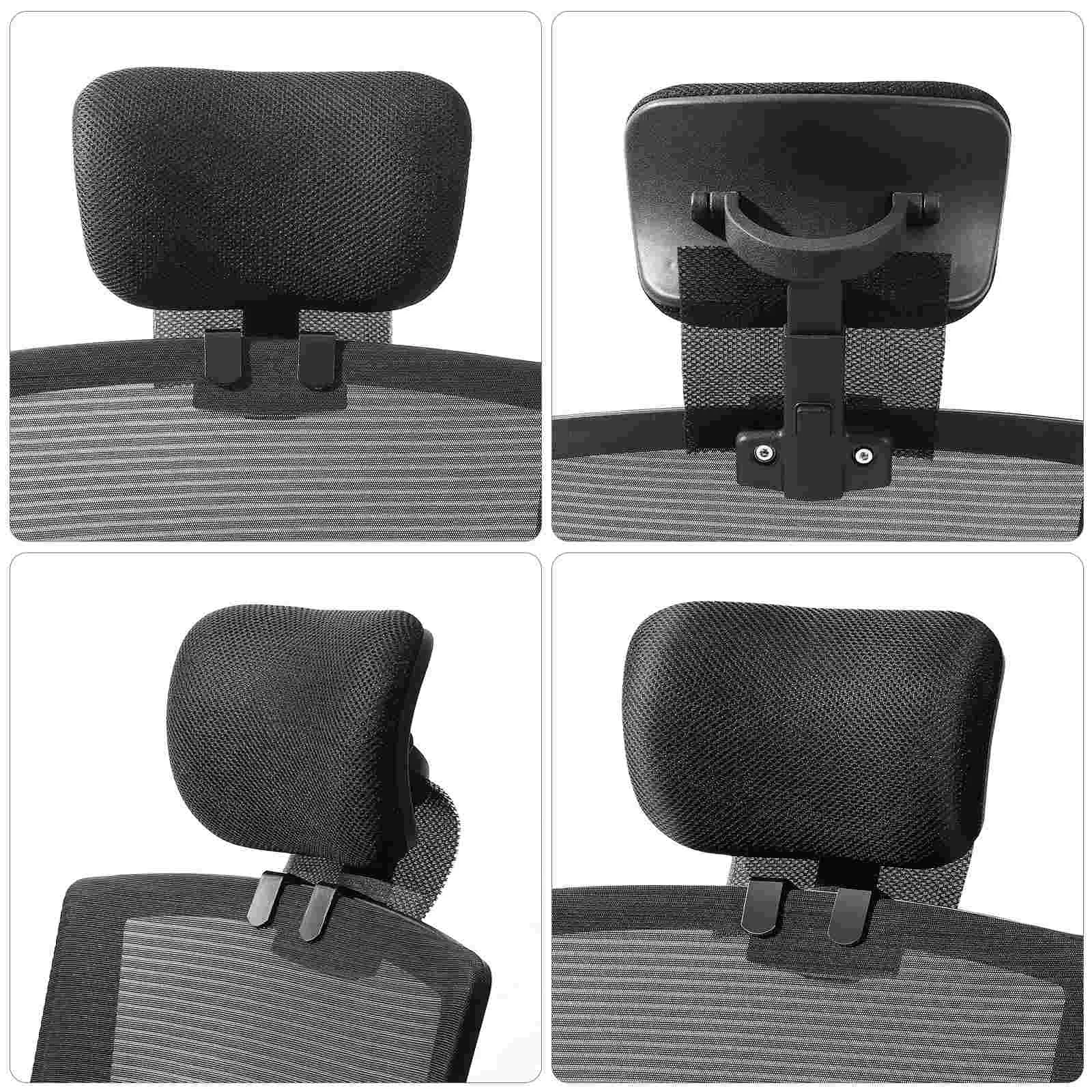 Adjustable Office Chair Headrest Pillow 2 6cm Thick Black Clip Ergonomic Breathable Mesh Neck Support Compatible Most Chairs