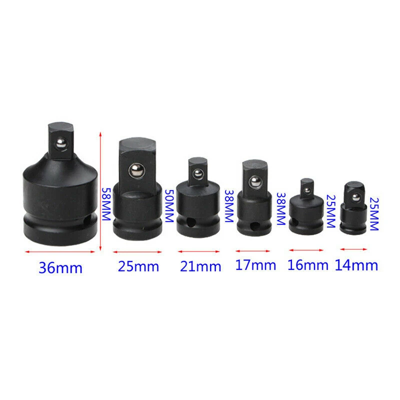 6 Stuks Impact Reducer & Sleeve Adapter Dopsleutel 1/4 1/2 3/8 3/4 Drive Air Ratel Breker Drive Moersleutel Set