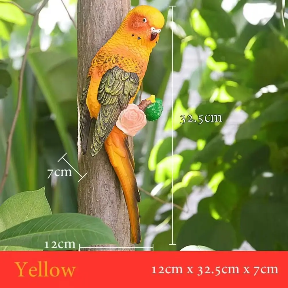 

Miniature Model Resin Budgerigar Parrot Statue Simulated Wall Mounted Animal Sculpture Vivid Waterproof Bird Figurines Courtyard