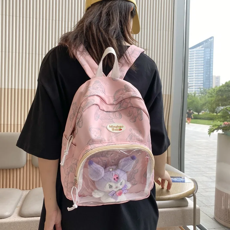 Mochila japonesa Harajuku para mujer, bolso Itabag transparente con estampado, mochilas de escuela secundaria JK Cool, bolsas para adolescentes, bolsa ita