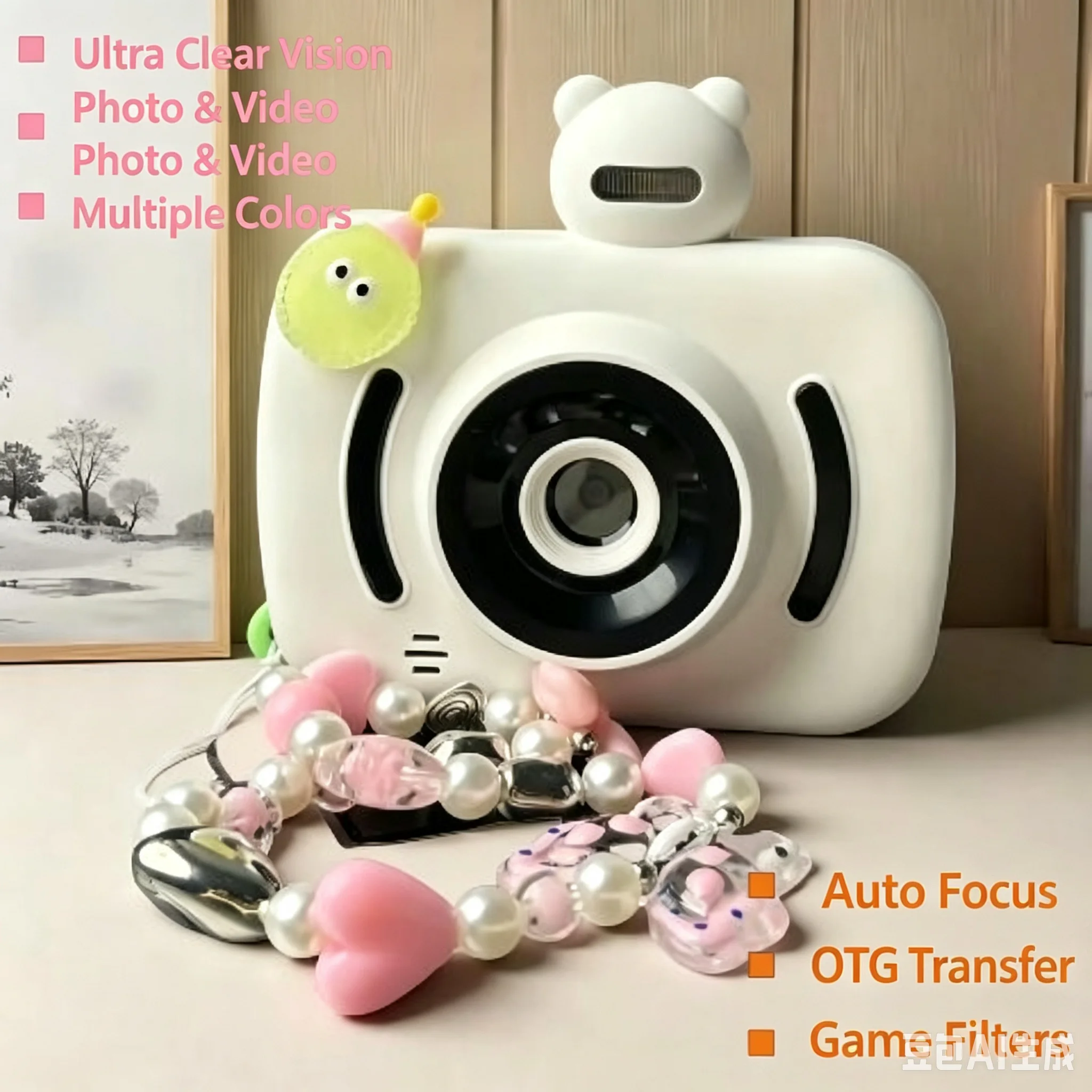 

Children's small bear camera can take photos and videos, student HD digital dual camera, campus gadget, birthday gift