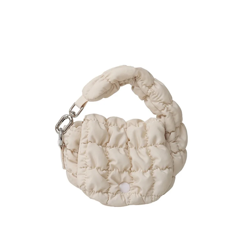 

Elegant Solid Color Cloud Pleated Coin Purse Quilted Mini Handbag Small Wallet Sling Hanging Bag Pendant Bag Accessories