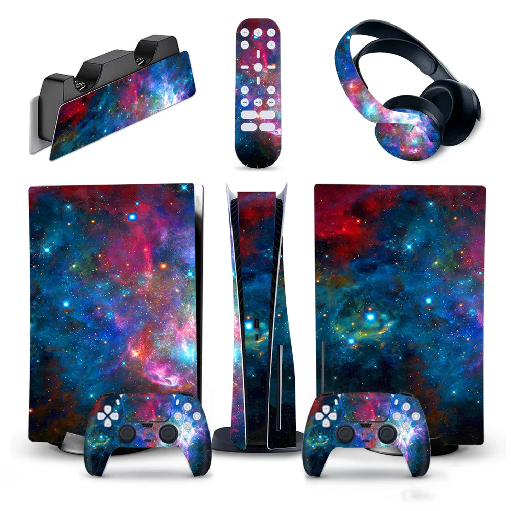 

Five in One Full Skins Compatible with Ps5 Console Controller Disc Edition, Vinyl Decal Stickers for Ps5 Console Disc Edition