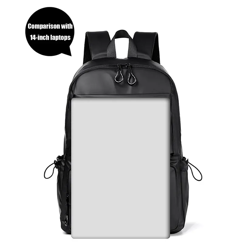 A 14 Inch Men\'s Backpack Large Capacity Travel Leisure Solid Color Pu Computer Backpack Fashion Men And Women Students Schoolbag