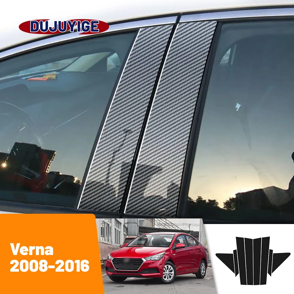 

For Hyundai Verna 2008-2016 2009 2010 2011 2012 2013 Carbon Fiber Window Door Column Deal B C Pillar Post Cover Trim Sticker