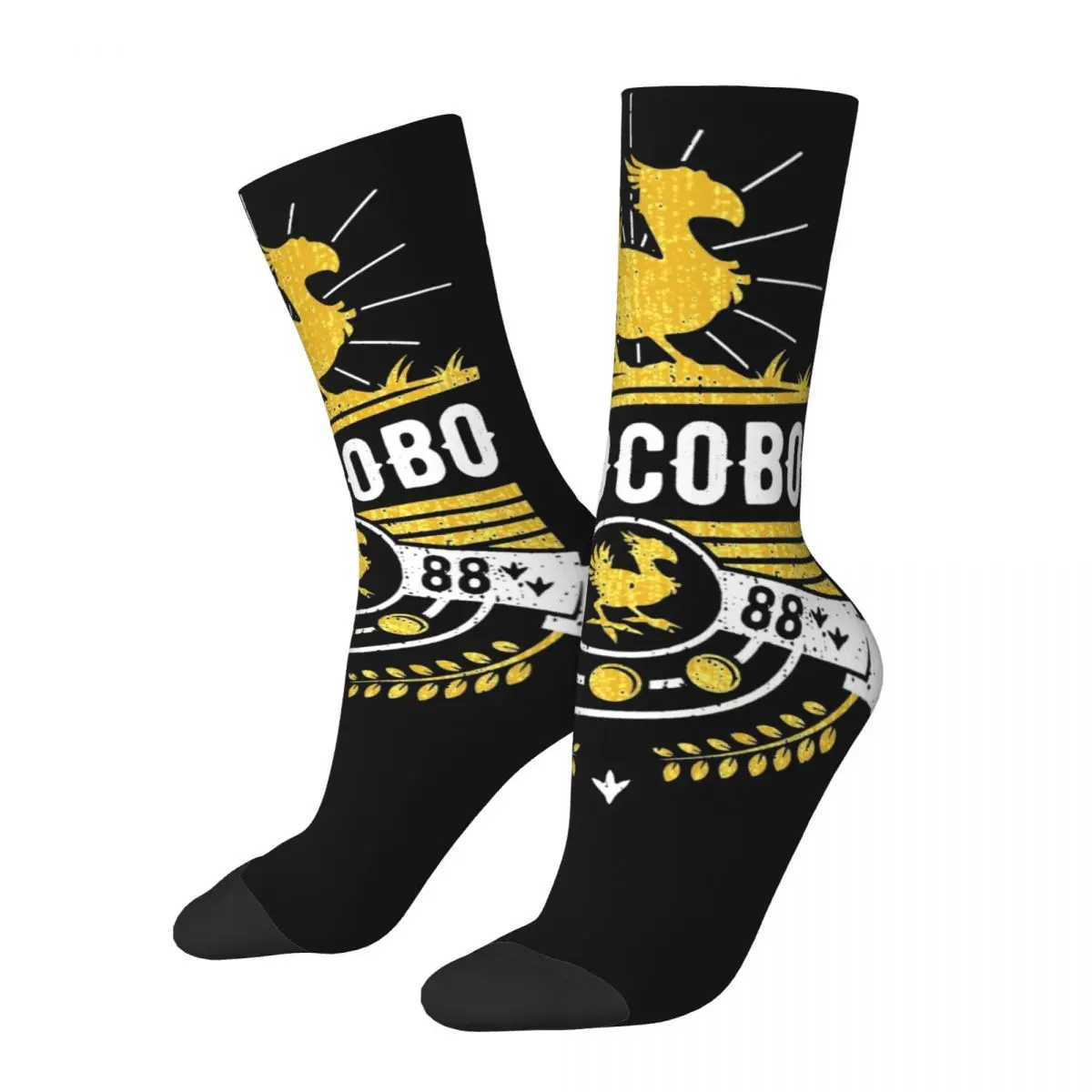 Colorful Final Fantasy Chocobo Basketball Socks FF7 Video Game Polyester Crew Socks for Women Men