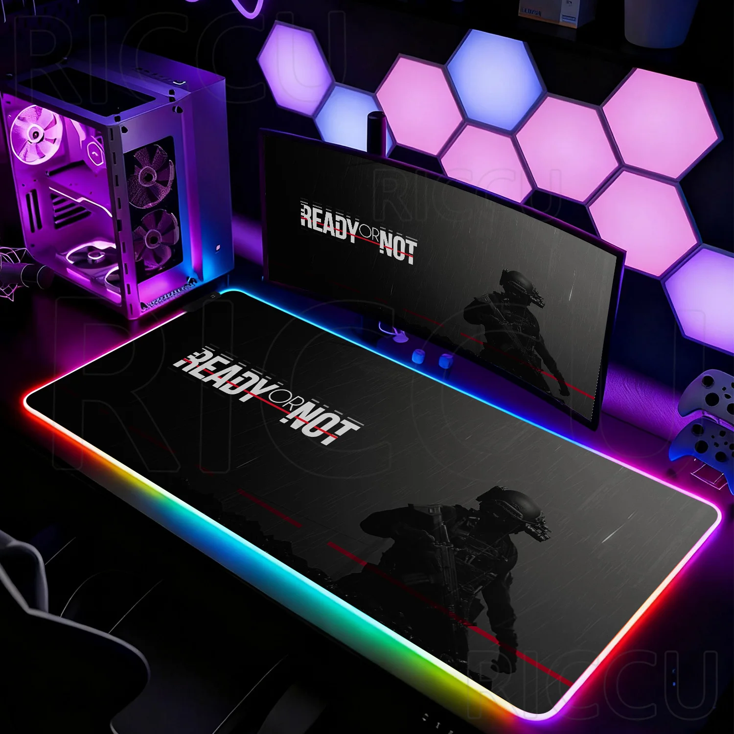 RGB XXL HD Game Ready or Not Mouse Pad Rug Non-slip Thickened Large Writing Lockedge Office Student Gaming Cushion LED Desk Mat