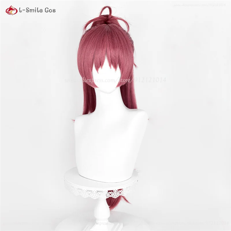 Sakura kyouko peruca cosplay 75cm rosa vermelho rabo de cavalo clipe perucas resistentes ao calor cabelo sintético anime trajes peruca cosplay para mulher