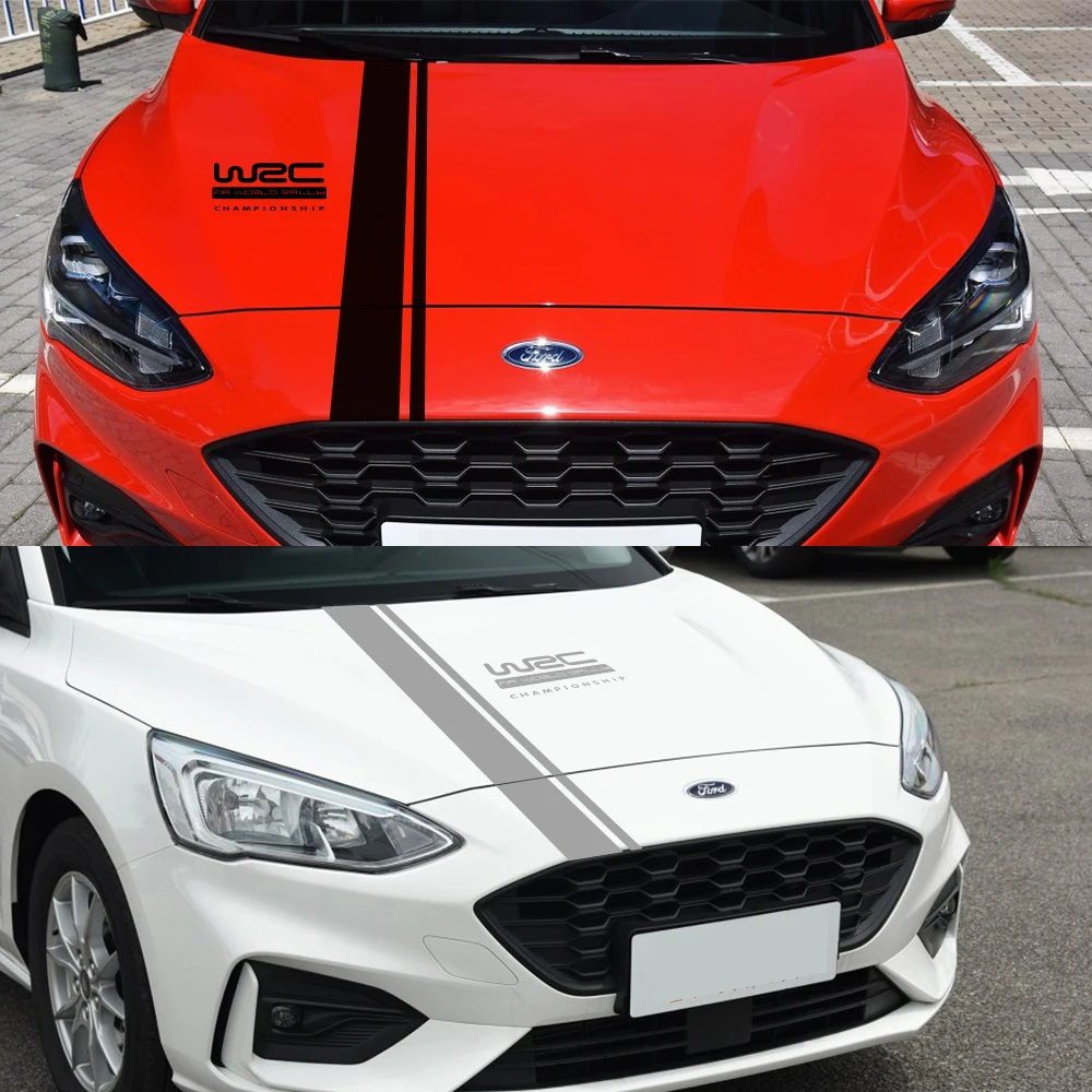 

Наклейки на капот автомобиля, тюнинг WRC, автоаксессуары для Ford Focus VW Cruze Renault Toyota Nissan Stripe, виниловые наклейки на капот