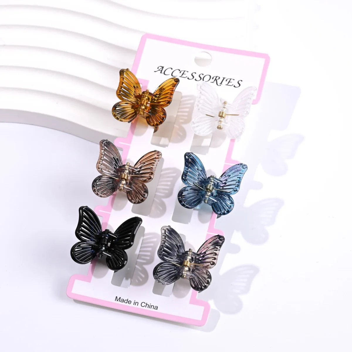 6Pcs Sweet Colorful Leopard Shiny Small Butterfly Hair Claw Clip Hairpin Side Clamp Barrettes Hair Accessory For Women Girl Gift