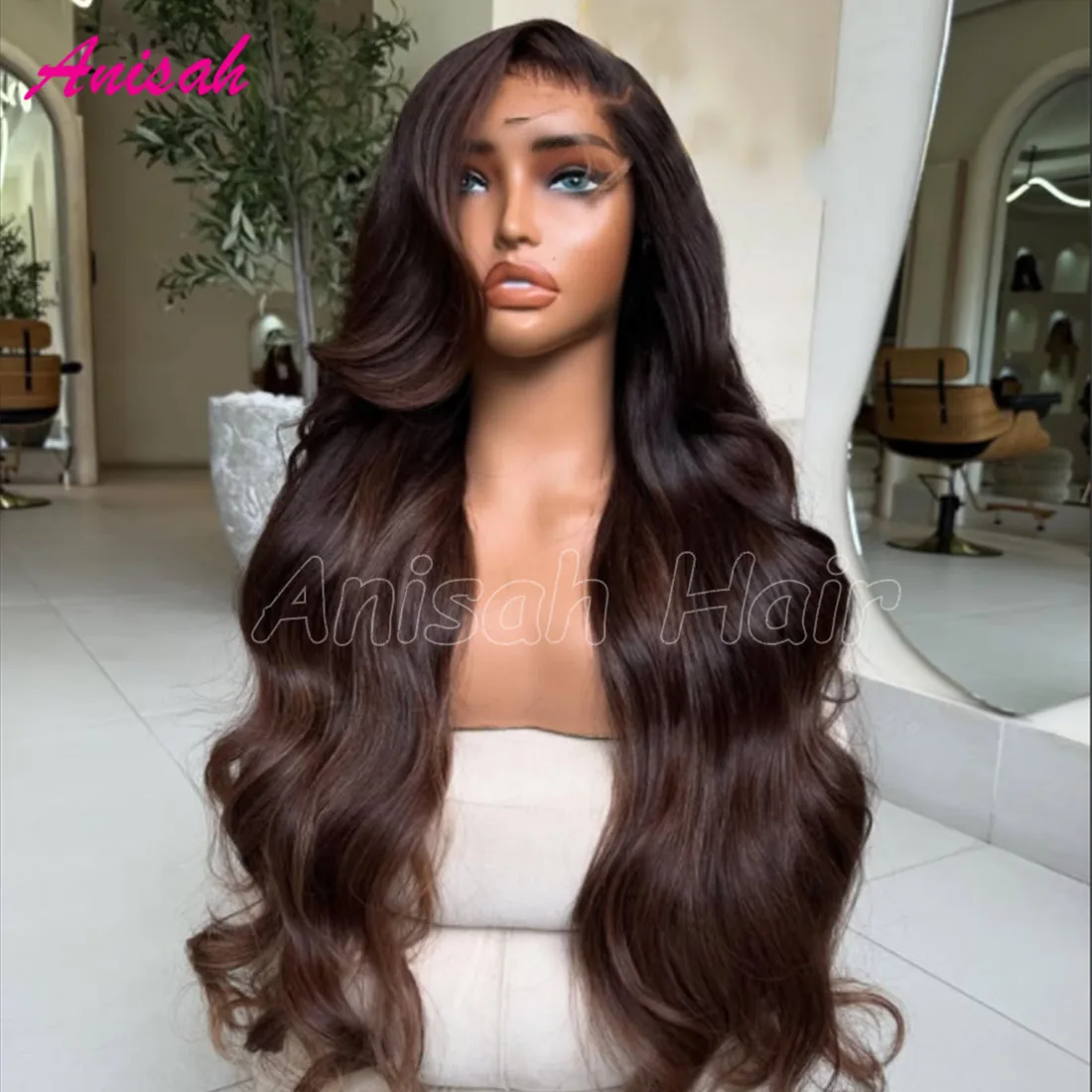 HD الدانتيل الشفاف الجبهة بني داكن اللون خصلات الشعر المستعار الإنسان قبل قطعها شعري الخام شعر ريمي غلويليس الدانتيل إغلاق شعر مستعار #3