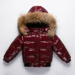 UNITIM 1-6 Years New Winter Toddler Boys Snowsuit Hooded Warm Collar Boys Winter Thicken Coat Outerwear Kids Boys 90% Duck Down