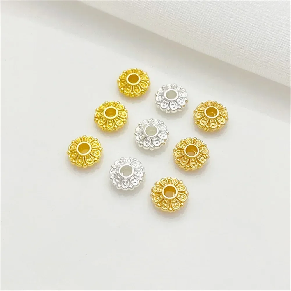 Bandeja de flores embrulhada em ouro 14k, chapéu de flor, espaçador de contas, artesanal, faça você mesmo, pulseira de contas, colar, acessórios de material de joias