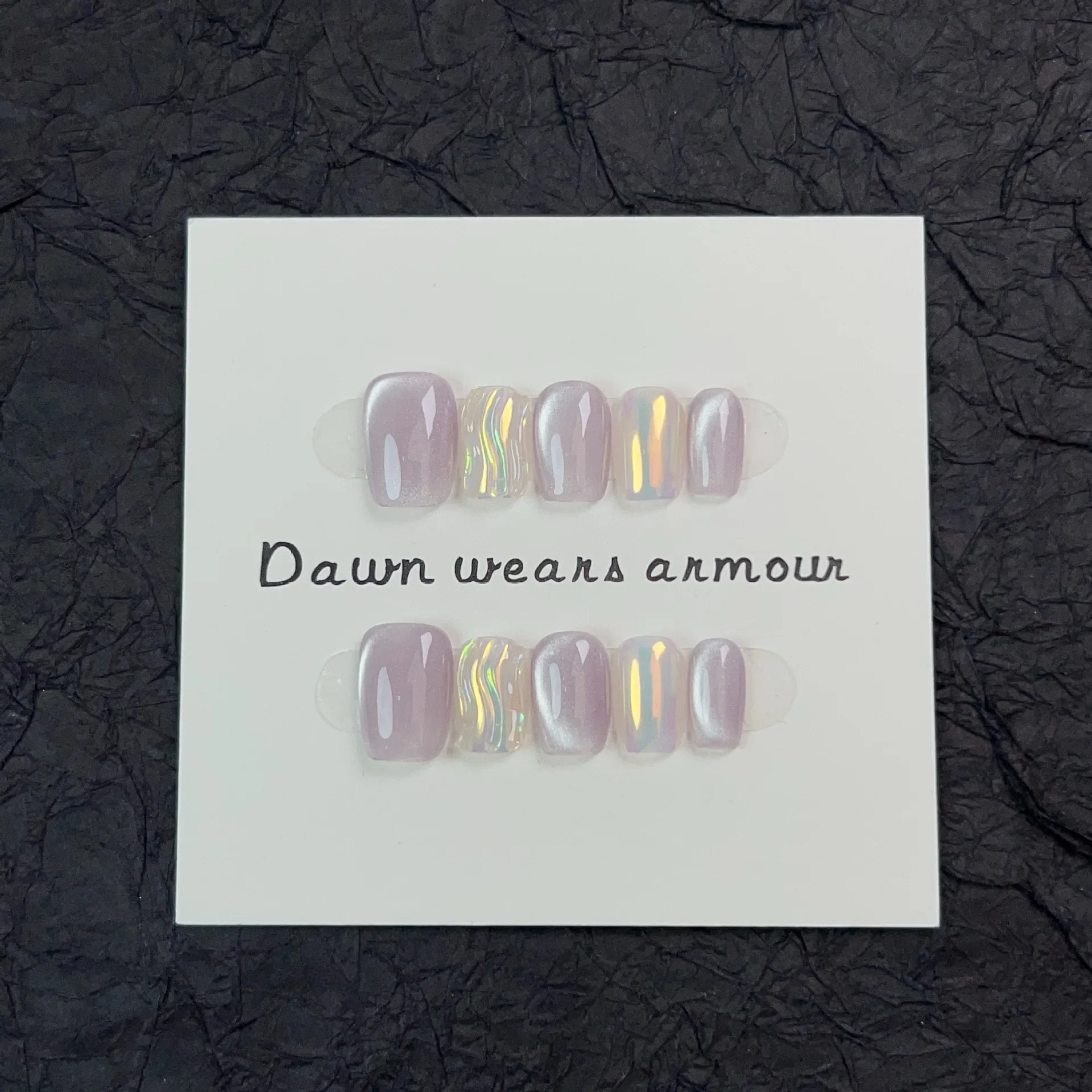 

10PCS Sweet Purple Cat Eye Short Square Press on Nails Aurora Glossy Handmade Ins Style False Nails Artificial Wearable Manicure