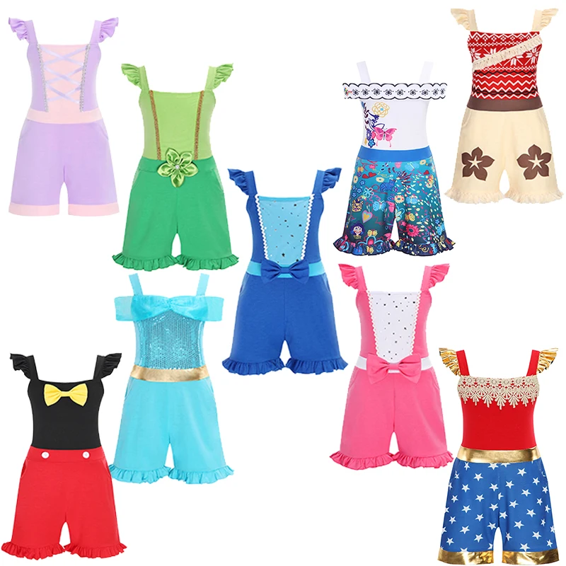 2025 Summer Boys Girls Cotton Casual Bodysuits Anna Elsa Princess Rompers Jumpsuit Cospaly Costume Kid Fancy Clothing Outfit