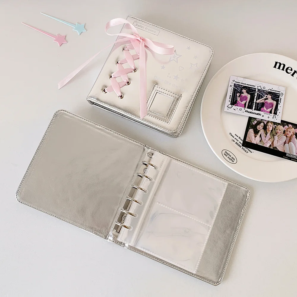 Minkys rosa prata couro do plutônio a7/a5 kpop photocards coletar pasta ídolo cartão de foto livro ídolo armazenamento álbum papelaria
