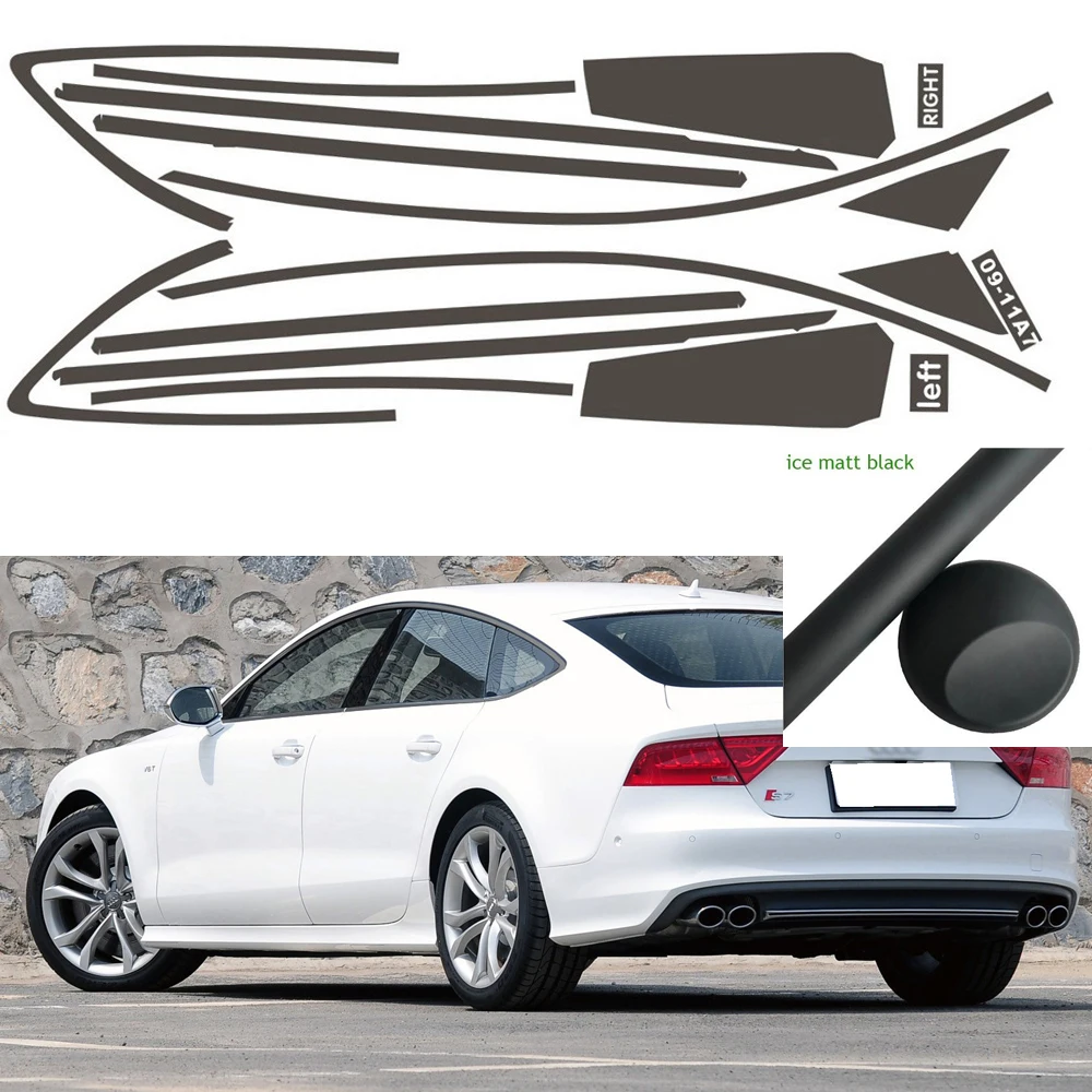 

Matte Black Chrome Delete Window Trims sticker For Audi A7 S7 2010-2017 sedan