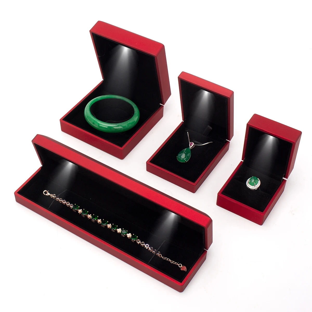 Jewelry Box With LED Light For Engagement Wedding Rings Box Festival Birthday Jewerly Ring Necklace Display Gift Boxes