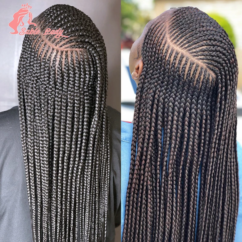 

Sable Lady 36" Synthetic Box Side Part Braided Wig Braids Hair Wig Cornrow Braid Wig Full Lace Front Wig Knotless Box Braid Wig