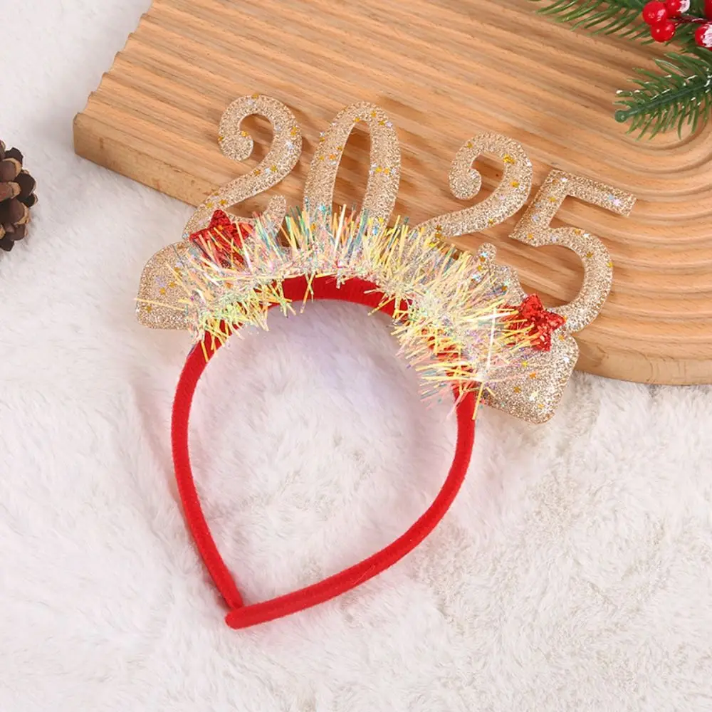 Colorful Sequin 2025 New Year Headbands Wear-resistant Non-slip Cosplay Headbands Exquisite 2025 Letter Christmas Hair Hoop