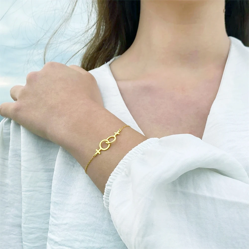 موضة مزدوجة فينوس رمز أساور للنساء الفولاذ المقاوم للصدأ بساطتها الجنس رمز سوار مثليه فخر مجوهرات هدايا #5